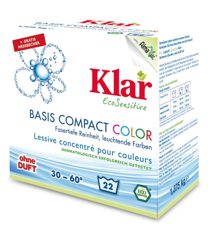 Средство KLAR порошок концентрированный для цветного белья гипоаллергенный ЭКО 1.375kg