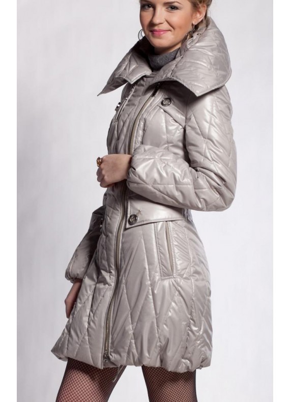 Женское утепленное пальто САБИНА серо-бежевый