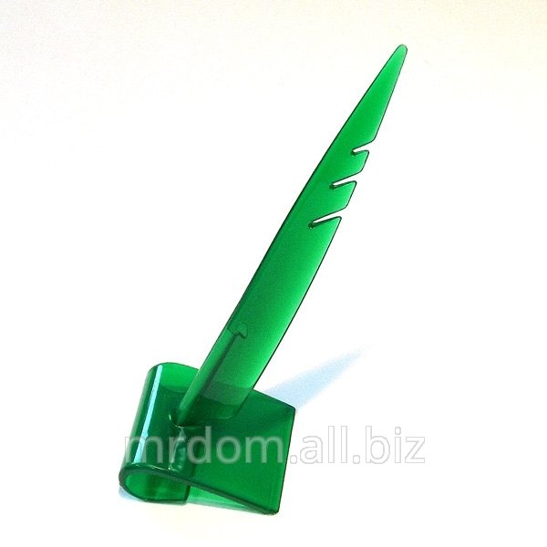Ручка шариковая перо на подставке зеленого цвета (815436)