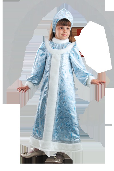 Детский новогодний костюм Снегурочка шёлк