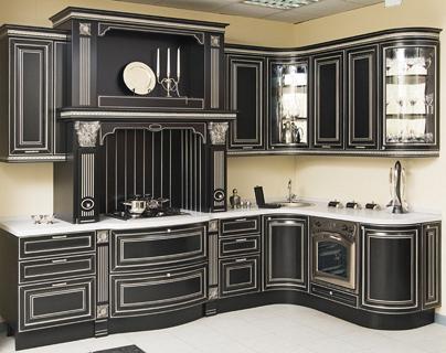 Мебель кухонная Корсика черная с серебром