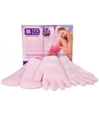 Комплект: увлажняющие гелевые перчатки и носки SPA Belle, цвет розовый с лавандой