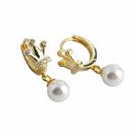 S925 sterling silver baroque pearl earrings with zircon - Раздел: Галантерея, бижутерия, ювелирные изделия