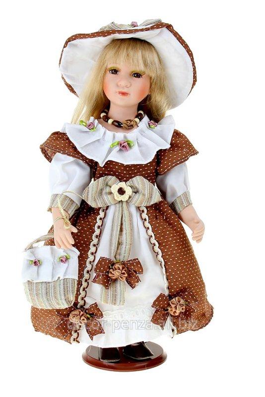 Кукла коллекционная  Наташа в коричневом платье  40 см 864203