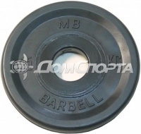 Диск обрезиненный, чёрный, евро-классик, 2,5 кг MB Barbell MB-PltBE-2,5
