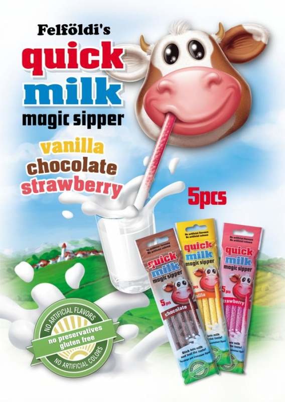 Quick Milk магическая (трубочка) соломка для молока с растворимыми гранулами разных вкусов - 100% натуральный состав