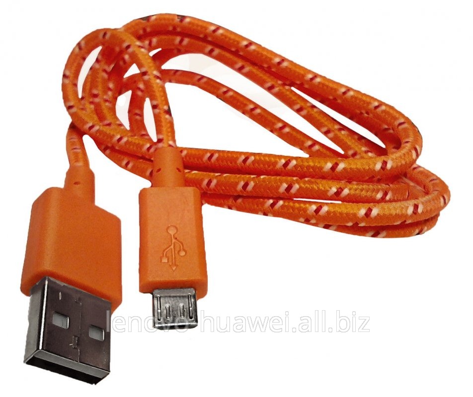 Дата кабель (USB+micro USB) ярко-оранжевый