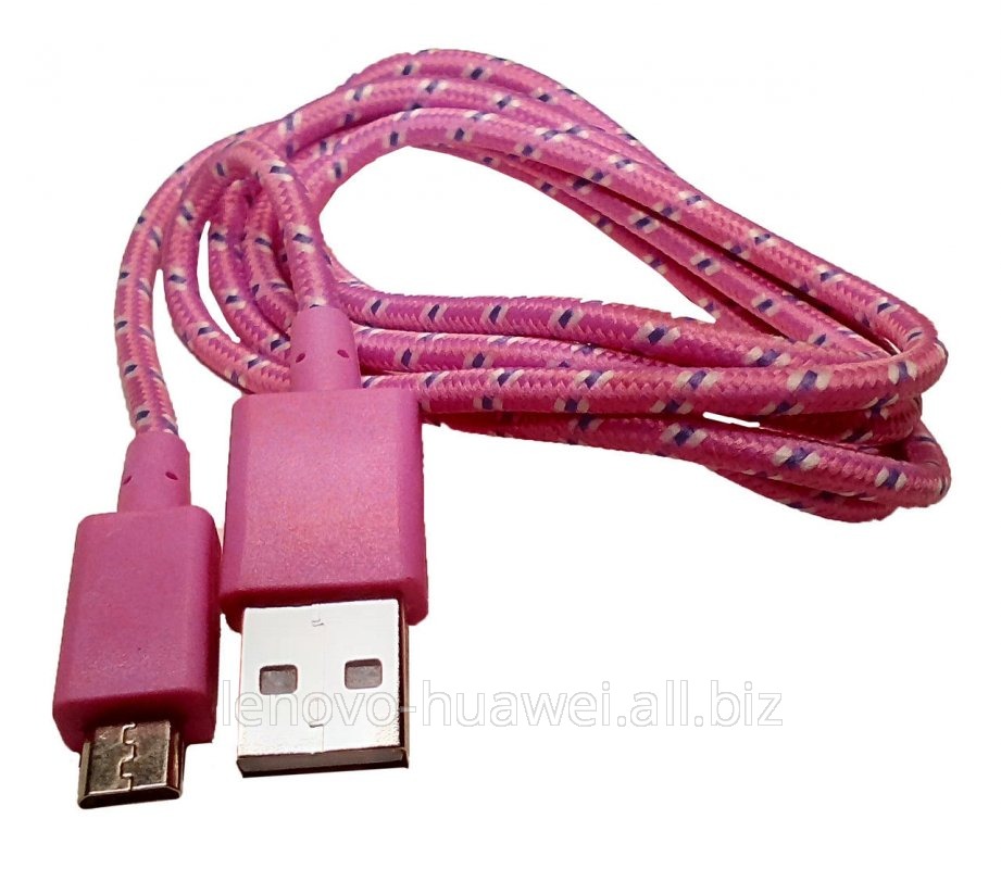 Дата кабель (USB+micro USB) розовый