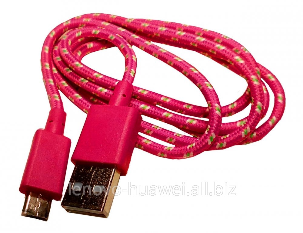 Дата кабель (USB+micro USB) малиновый