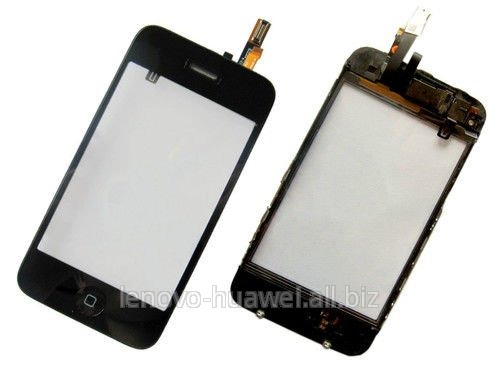 Apple iPhone 3G  Сенсорное стекло черное с рамкой, кнопкой хом,и шлейфами