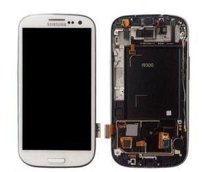 Дисплей Samsung i9300 с белым тачскрином и корпусной рамкой  оригинал RPC