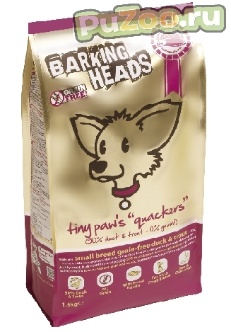 Barking heads tiny paws quackers grain free - сухой корм утята для мелколапых баркинг хедс беззерновой с уткой и бататом для взрослых собак мелких пород