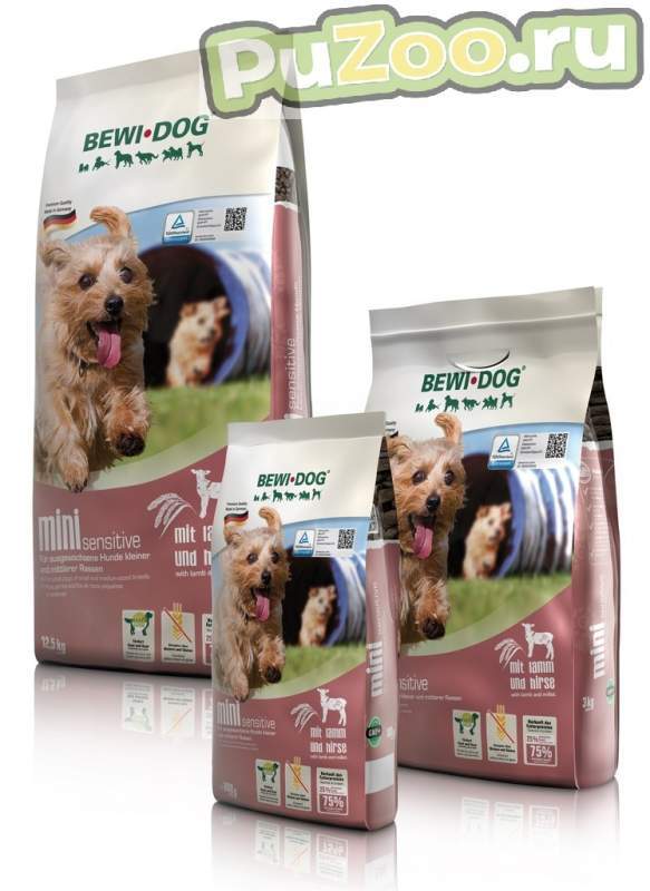 Bewi Dog Mini Sensitive - гипоаллергенный сухой корм для собак мелких и средних пород с нормальным уровнем активности с ягненком Беви дог мини сенситив