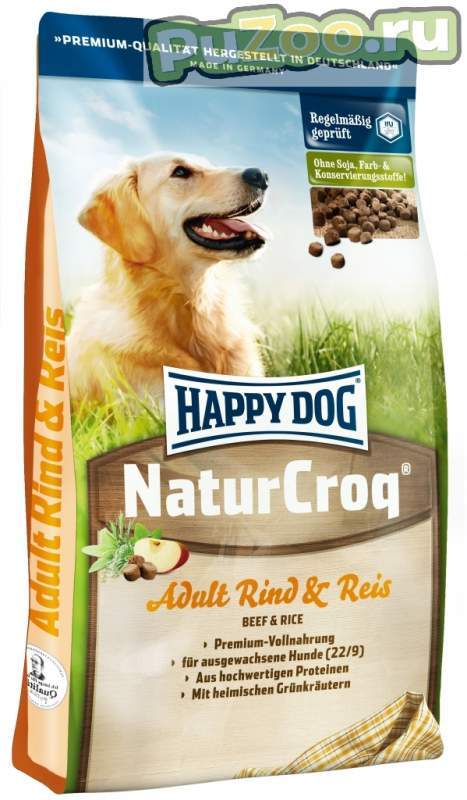 Happy dog natur croq beef rice - сухой корм говядина с рисом для взрослых собак всех пород хэппи дог натур крок