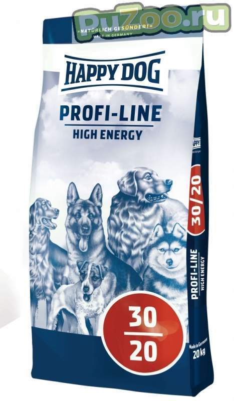 Happy dog profi-line high energy 30/20 - сухой корм хэппи дог профи энергия для взрослых собак всех пород, спортивных и рабочих собак с повышенными потребностями в энергии