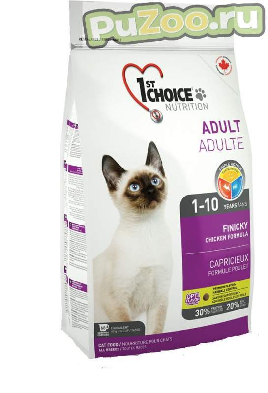 1st Choice adult cat finicky - сухой корм с курицей для привередливых в еде взрослых кошек всех пород от 1 года до 10 лет фест чойс эдалт