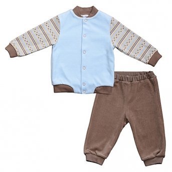 Комплект Акварель Мамуляндия кофточка+штанишки, 100% хлопок, велюр, рукава интерлок, для мальчика