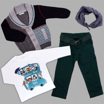 Комплект Baby Rose, для мальчика, брюки, жакет, толстовка, ремень, шарф,100%ПЭ,100%ХЛ,97%ХЛ,3%лайкра
