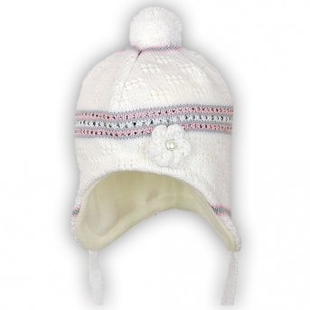 Комплект Цветочек Shapochka вязаный, шапка с уш.+шарф, подклад флис,70%акрил,30%шерсть,для девочки