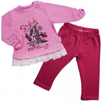 Комплект одежды Estella для девочки, брюки, туника, хлопок 100%, футер 2-х ниточный