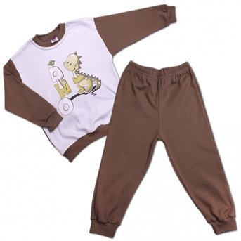 Пижама Dino Kapriza длинный рукав, штанишки на манжете, 100% хлопок, для мальчика