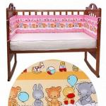Бортики в кроватку "Игрушки"ЛУНЯШКИ 360х37см.высота 32 см. 4 части, съемные на молнии