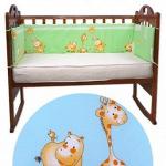 Бортики в кроватку "Друзья"ЛУНЯШКИ 360х37см.высота 32 см. 4 части, съемные на молнии