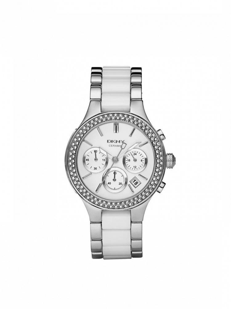 Часы наручные DKNY CHAMBERS WHITE CERAMIC AND POLISHED SILVER WATCH