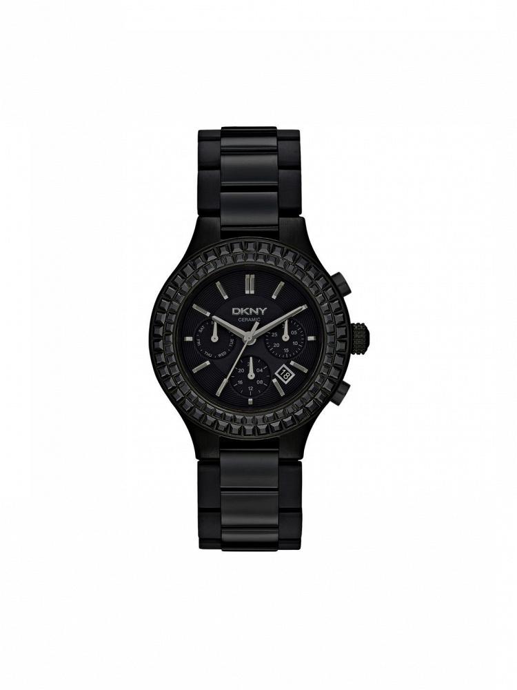 Часы наручные DKNY CHAMBERS LARGE CERAMIC BLACK CHRONOGRAPH WATCH WITH GLITZ