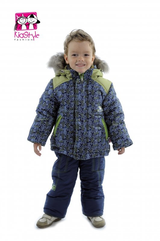 Зимний костюм для мальчика 160В02 с натуральной опушкой