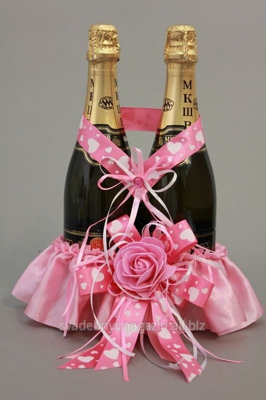 Корзинка для шампанского №18, розовый (юбочка, без дна) 50-BT18/53-46
