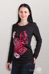 Женские футболки с рисунком бабочка (длинный рукав)  211340RU