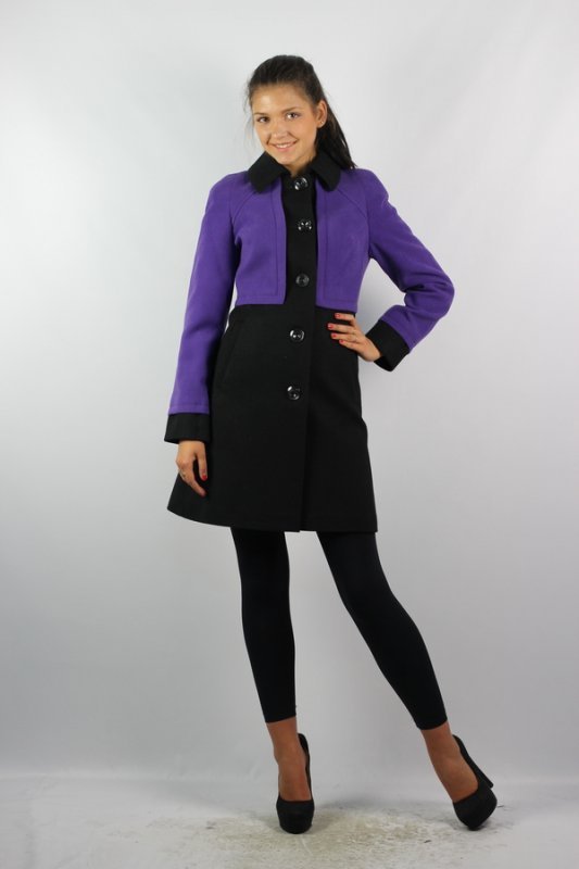 Пальто демисезонное кашемир фиолетовый p-5053