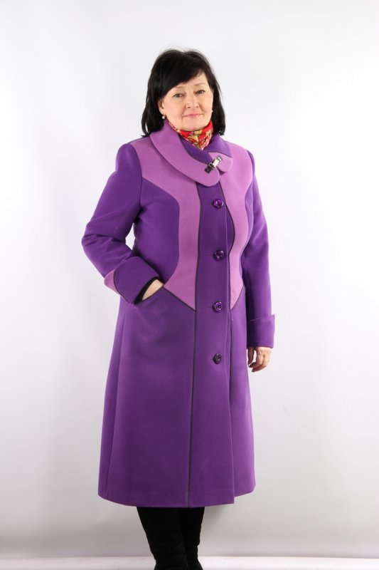 Пальто демисезонное кашемир фиолетово-сиреневый p-7094