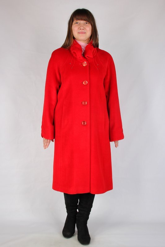 Пальто демисезонное микроворса красная p-0670