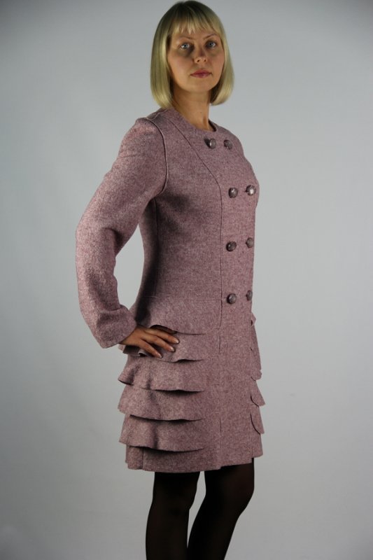 Пальто демисезонное вареная шерсть розовый p-5090