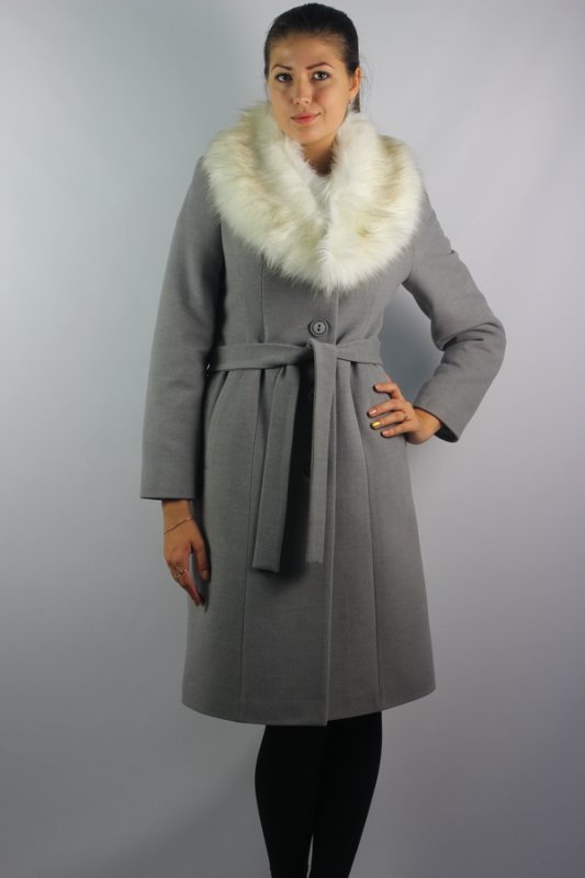 Пальто утепленное кашемир серый pu-0204