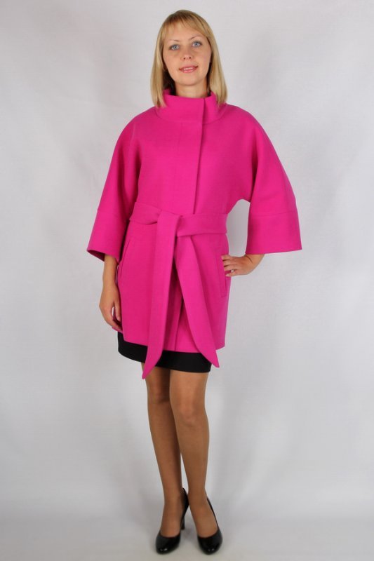 Пальто демисезонное кашемир ярко-розовый p-7234