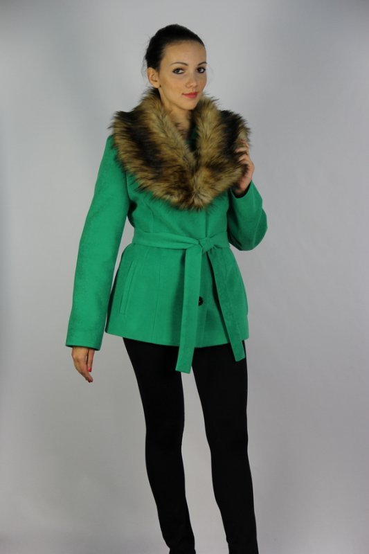 Пальто утепленное кашемир зеленый pu-7015
