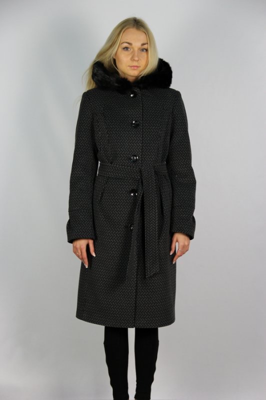 Пальто утепленное кашемир темно серый pu-7026