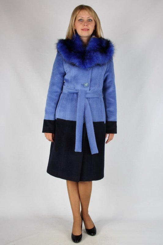 Пальто утепленное ворса синий pu-7183