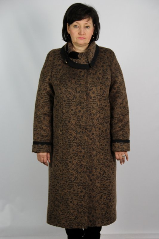 Пальто утепленное ворса коричневый pu-7031
