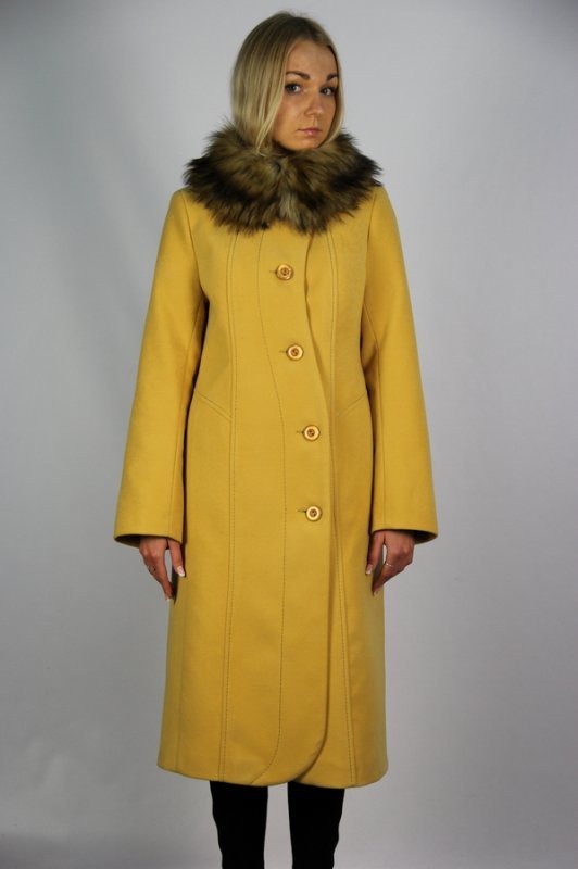 Пальто утепленное кашемир желтый pu-7022