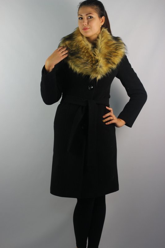 Пальто утепленное кашемир черный pu-0203