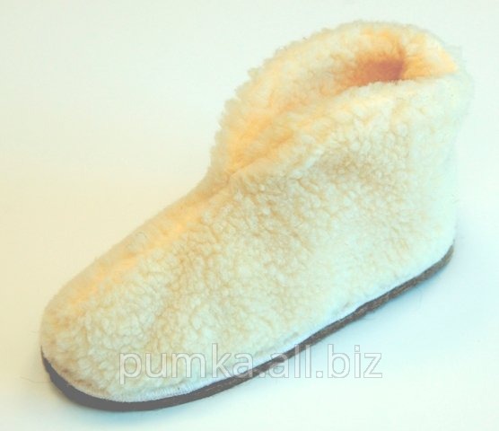 Домашняя обувь из меха на войлочной подошве(Чуни)