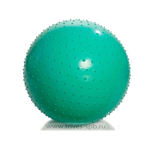 Мяч гимнастический игольчатый / фитбол массажный с шипами в коробке с насосом (зеленый), 85 см Тривес