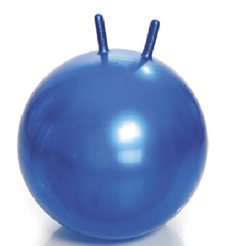 Мяч попрыгун гимнастический с рожками в коробке с насосом (синий), 55 см Ортосила