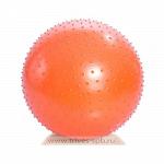 Мяч гимнастический игольчатый / фитбол массажный с шипами в коробке с насосом (оранжевый), 75 см Тривес