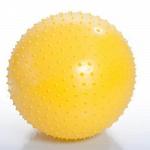 Мяч гимнастический игольчатый / фитбол массажный с шипами в коробке с насосом (желтый), 55 см Тривес
