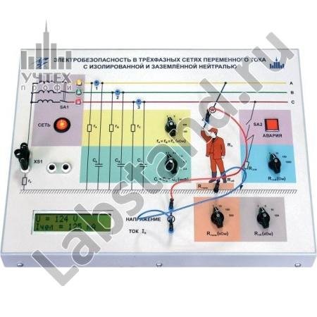 Типовой комплект учебного оборудования Электробезопасность в трехфазных сетях переменного тока с изолированной и заземленной нейтралью БЖД-01/02.